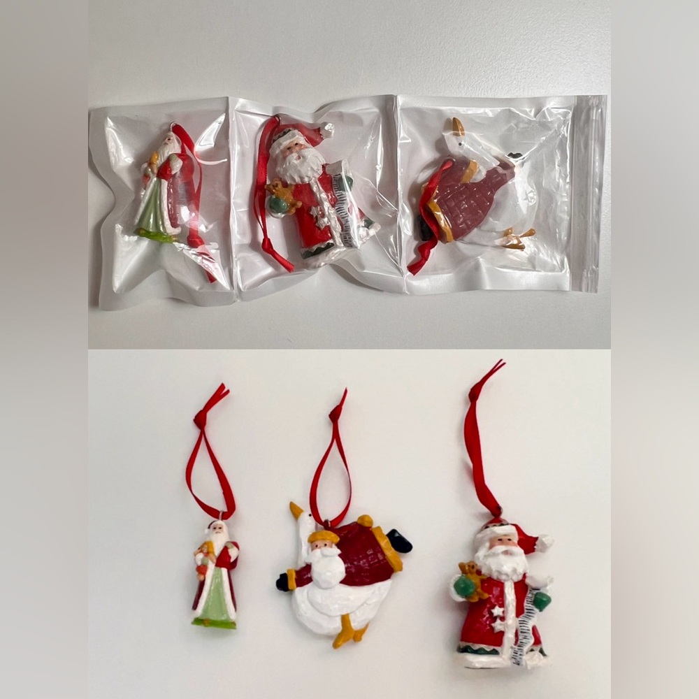 Vintage Miniature Santa Claus Christmas Ornaments Repainted